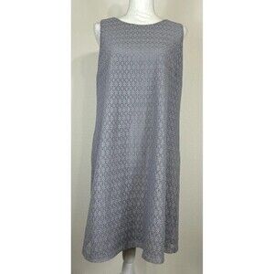 Anne Klein Sleeveless Gray Lace Eyelet Mini Shift Dress Size 12